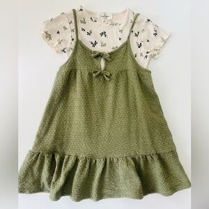 Jessica Simpson 2 piece floral ribbed top with Sage green textures dress 4T